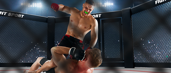 UFC MMA Sports Betting Picks - Octagon view - Two Fighters Fighting