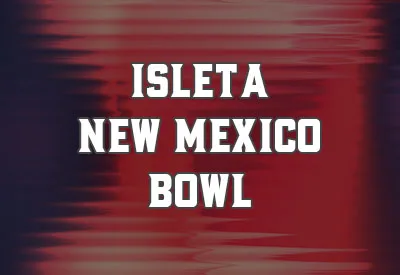College Football Bowl Games - Isleta New Mexico Bowl Graphic text over abstract