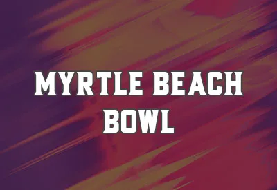 College Football Bowl Games - Myrtle Beach Bowl Graphic text over abstract